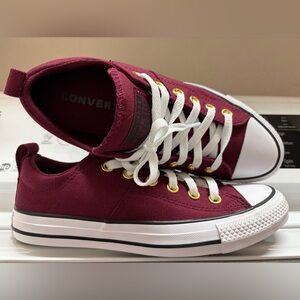 Converse Maroon Canvas Sneakers with White Accents
